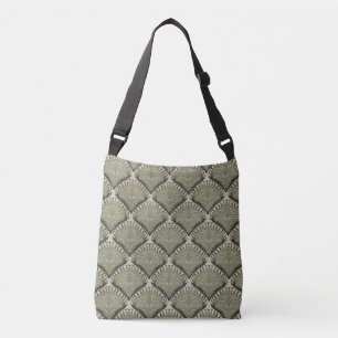 Sac Ajustable Élégant motif de ventilateur botanique vert olive