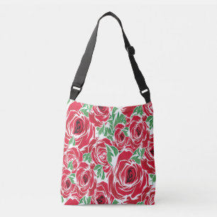Sac Ajustable Elégant Motif Rose Vintage - Rouge & Vert Floral