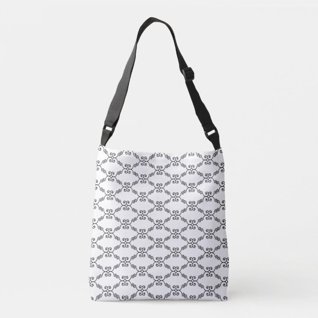 Sac Ajustable Élégant motif spiral noir sur blanc (Dos)