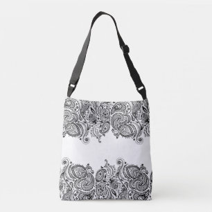 Sac Ajustable Élégant noir Paisley Lace Arrière - plan blanc