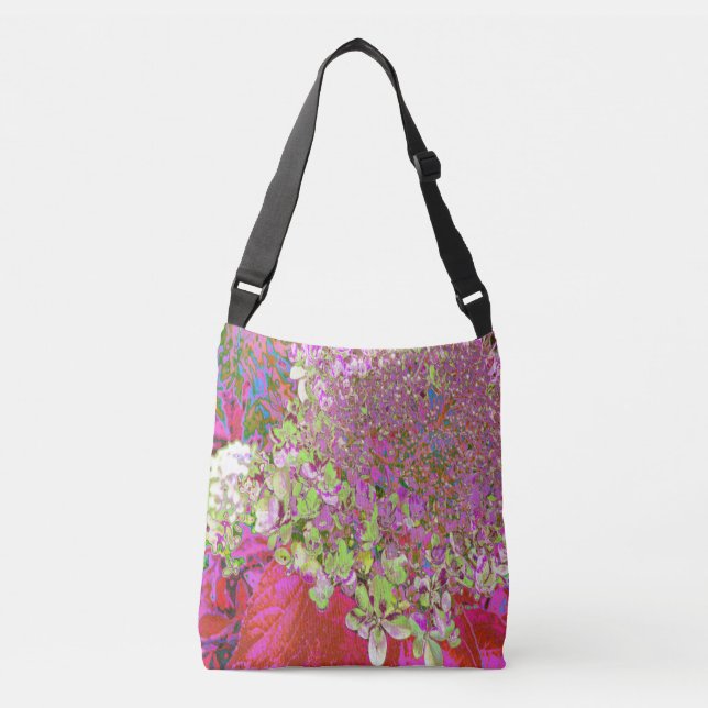 Sac Ajustable Élégante Chartreuse Vert, Rose et Bleu Hydrangée (Devant)