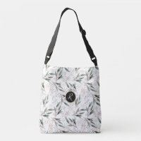 Élégante feuille verte fleurie monogramme fleur ro