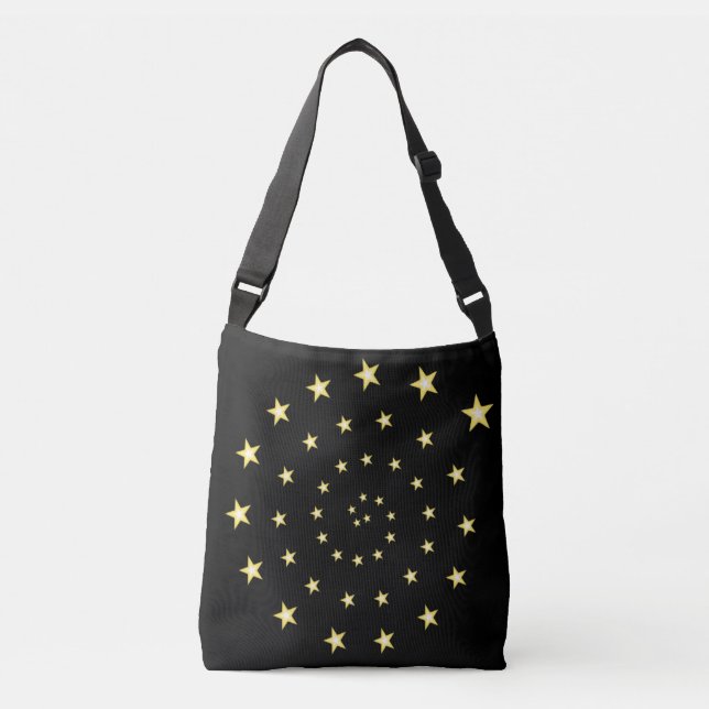 Sac Ajustable Élégante spirale des étoiles sur noir (Devant)