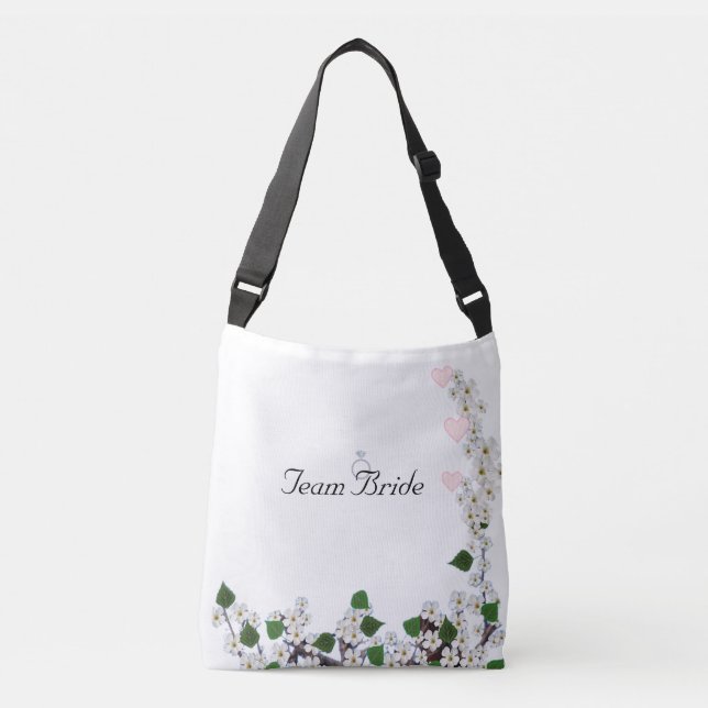 Sac Ajustable Élégantes fleurs d'équipe de mariée sur fond blanc (Devant)