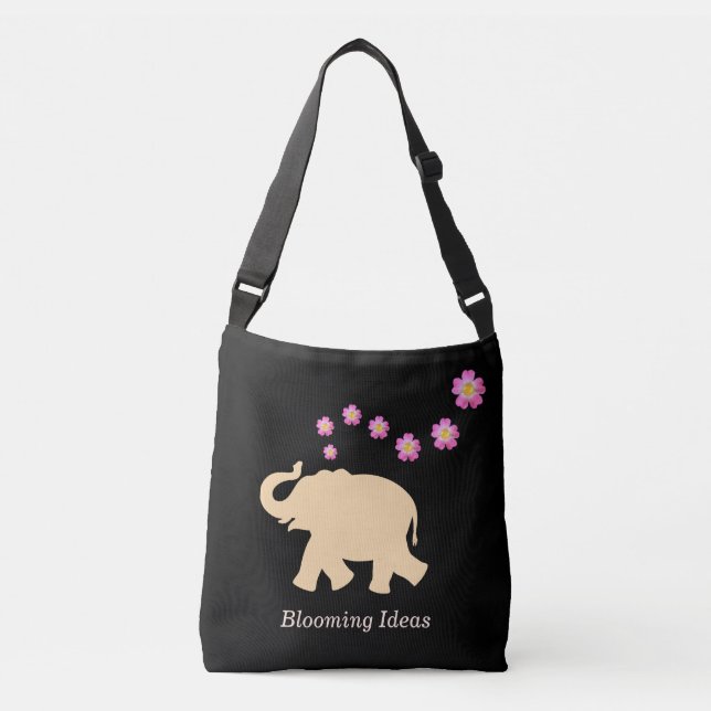 Sac Ajustable Éléphant, Fleurs & Idées Fleuries Texte sur Fond N (Devant)