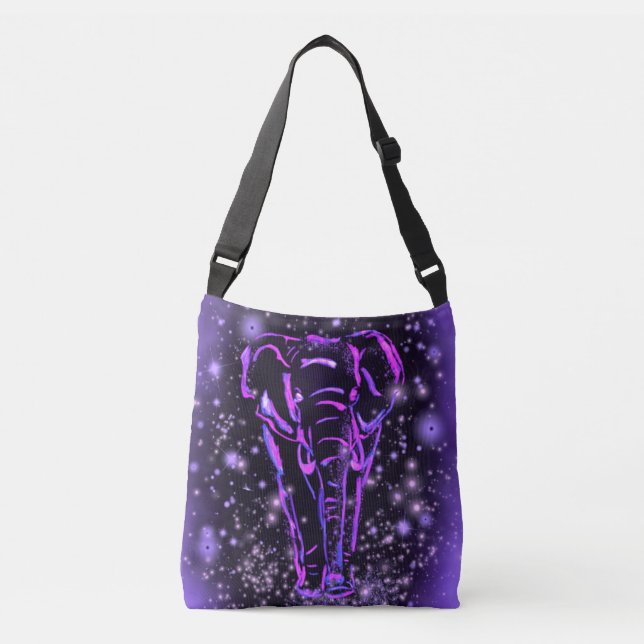 Sac Ajustable Eléphant Rose Violet Neon Marchant La Nuit étoilée (Devant)
