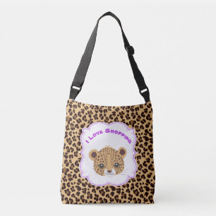 Sac Ajustable Empreinte de léopard "I Love Shopping"