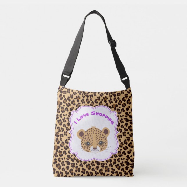 Sac Ajustable Empreinte de léopard "I Love Shopping" (Devant)
