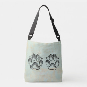 Sac Ajustable Empreintes de pattes de chien Vintage Art Mint cou