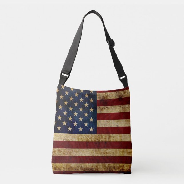 Sac Ajustable États-Unis / Porte-cartes en daim drapeau grunge (Devant)