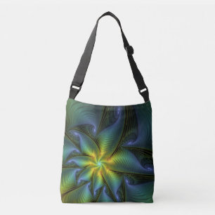 Sac Ajustable Etoile Abstraite, Bleu brillant Vert Or Fractal Ar