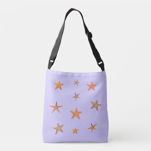Sac Ajustable Étoiles de mer orange et beige sur fond bleu clair (Dos)