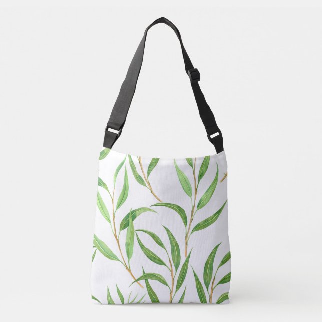 Sac Ajustable Eucalyptus motif aquarelle sur blanc (Devant)