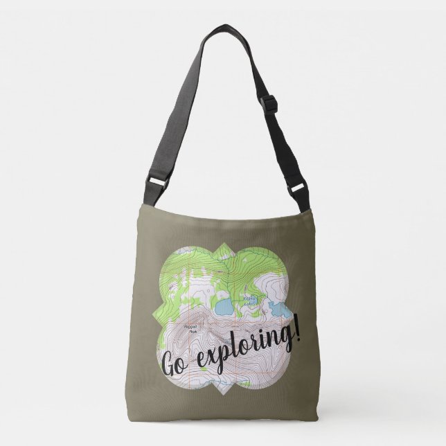 Sac Ajustable "Explorez" Carte topographique Quatrefoil (Devant)