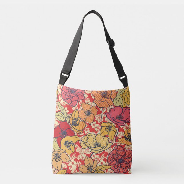 Sac Ajustable Explosion florale : Tendance Vintage transparente. (Devant)
