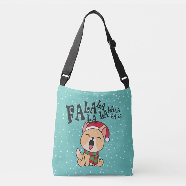 Sac Ajustable Fa La La La Christmas Chien chantant Crossbody Bag (Devant)