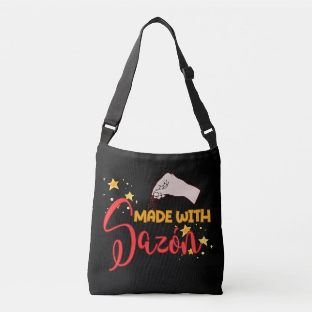 Sac Ajustable Fabriqué avec Sazón et tout un tas de saveur (Devant)