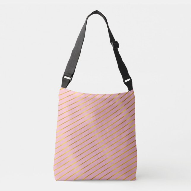 Sac Ajustable Faux Gold Stripes Élégant Pink Glam Moderne brilla (Devant)