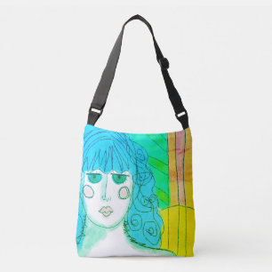 Sac Ajustable Femme aux cheveux bleus Art Abstrait
