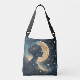 Sac Ajustable Femme Élégante sous la Lune et les Étoiles Dorées