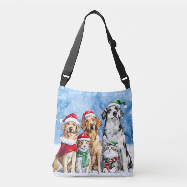 Sac Ajustable Fête des Pattes enneigées Mignonnes Animaux de Noë (Devant)
