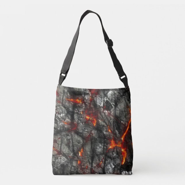 Sac Ajustable Feu rouge, pierre noire fantastique texture abstra (Dos)