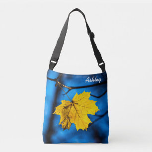 Sac Ajustable Feuille d'érable jaune en bleu