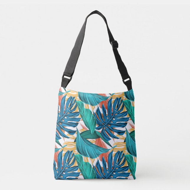 Sac Ajustable Feuilles tropicaux colorés, design motif exotique, (Devant)