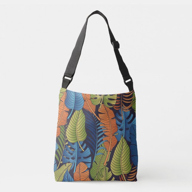 Sac Ajustable Feuilles tropicaux, motif sans couture fleurie. (Devant)