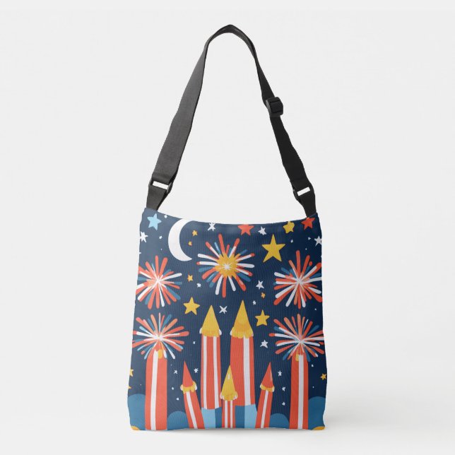 Sac Ajustable Feux d'artifice patriotiques étoiles rouge blanc b (Devant)