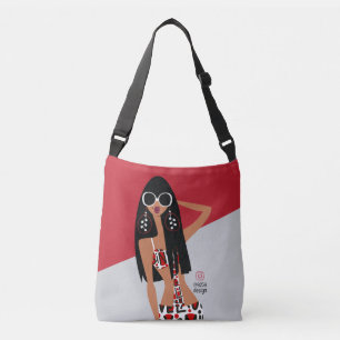 Sac Ajustable Fille noire en rouge, blanc, gris et noir