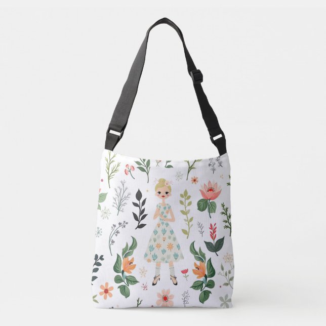Sac Ajustable Fille parmi les fleurs (Devant)