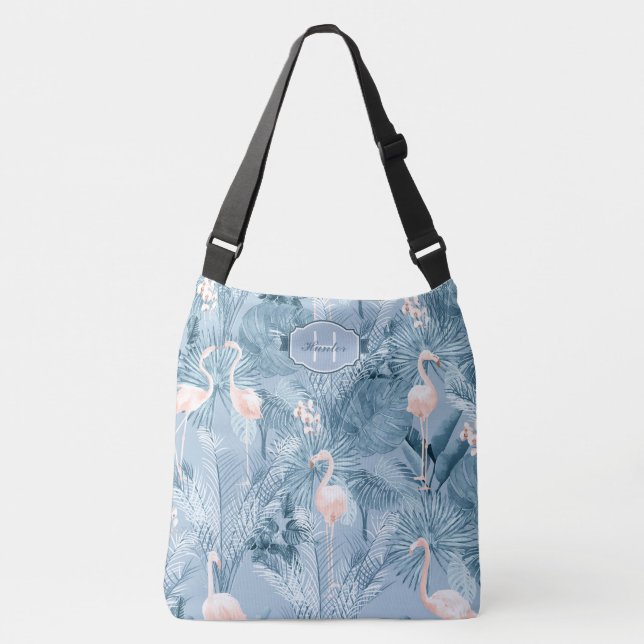 Sac Ajustable Flamant rose Orchidée Tropical Motif Blue ID868 (Devant)
