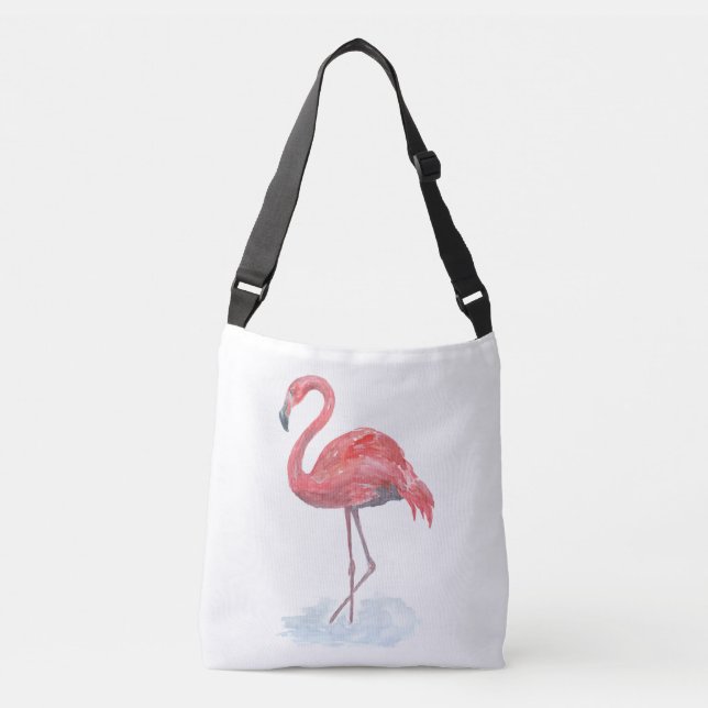 Sac Ajustable Flamant rose rose, aquarelle. (Devant)