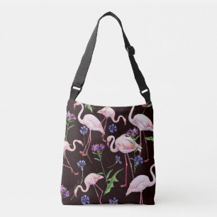 Sac Ajustable Flamants d'aquarelle et fleurs sauvages motif.