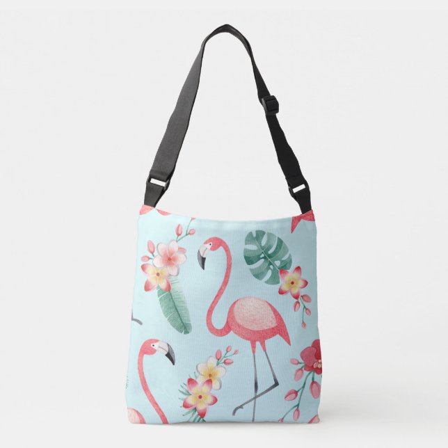 Sac Ajustable Flamants roses Fleurs tropicales Motif aquarelle (Devant)