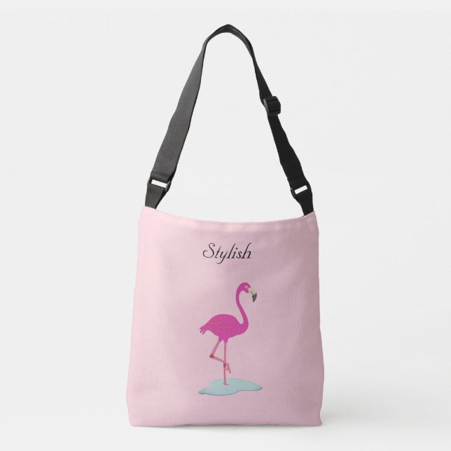 Sac Ajustable Flamingo élégant sur rose millénaire (Devant)