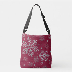 Sac Ajustable Flammes de neige en argent sur rouge foncé