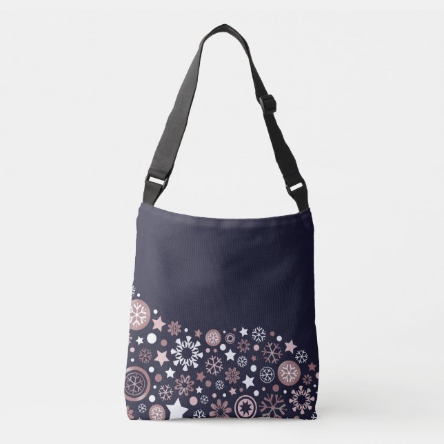 Sac Ajustable Fléau de neige rose moderne et chic sur ciel bleu  (Devant)