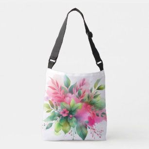 Sac Ajustable Fleur botanique à l'aquarelle rose vert