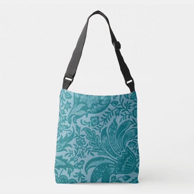 Sac Ajustable Fleur botanique verte sarcelle vintage (Devant)