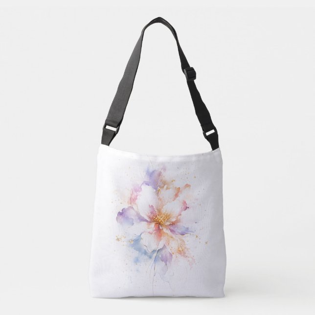 Sac Ajustable Fleur d'aquarelle pastel avec accents dorés Art (Devant)