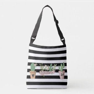 Sac Ajustable Fleur de Cactus Rayures Noires et Blanches