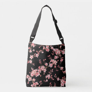 Sac Ajustable Fleur de cerisier japonais Floral Blush Rose Noir
