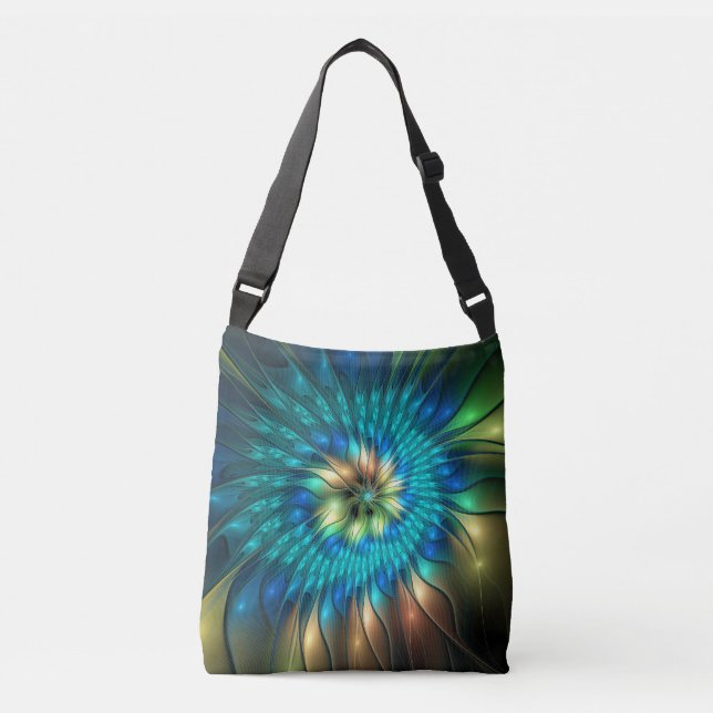 Sac Ajustable Fleur de fantaisie lumineuse, fractale abstraite c (Devant)