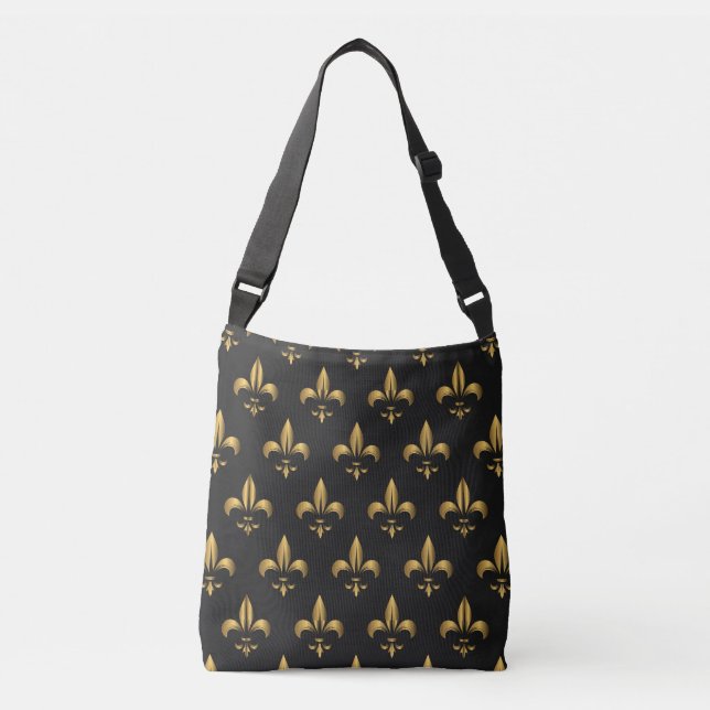 Sac Ajustable Fleur de lis dorée sur noir (Devant)
