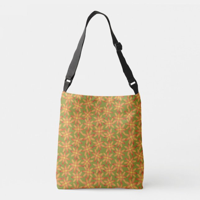 Sac Ajustable Fleur de marguerite rétro en éventail en olive dor (Dos)
