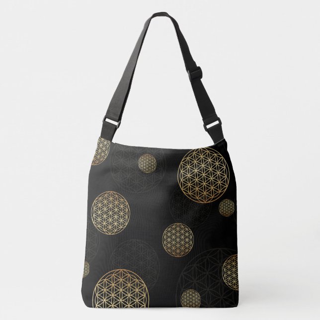 Sac Ajustable Fleur de vie or & noir (Devant)