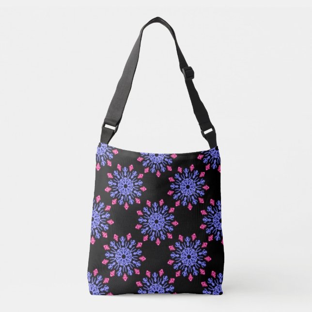 Sac Ajustable Fleur néon bleue et rouge (Devant)
