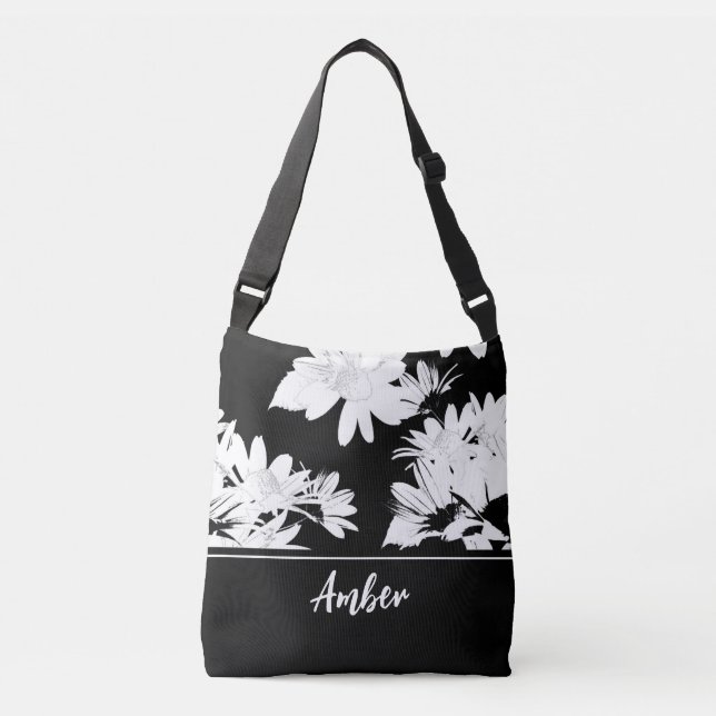 Sac Ajustable Fleur noir et blanc monogramme (Devant)